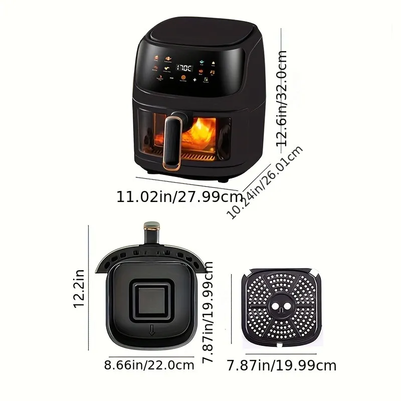6L Large Capacity Colorful Touch Screen Air Fryer - Multi-Functional, Adjustable Time and Temperature, Convenient for Healthy Home Cooking, Space-Saving Design, Easy to Clean, and Energy Efficient - 图片 5
